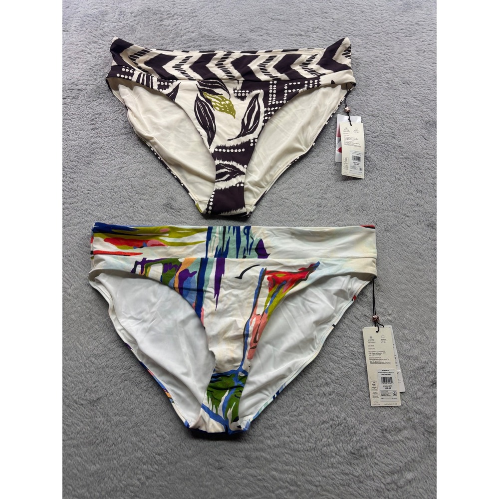 CALIA Womens XL Wide Banded Mid-Rise High Leg Bikini Bottoms Lot of 2 NWT